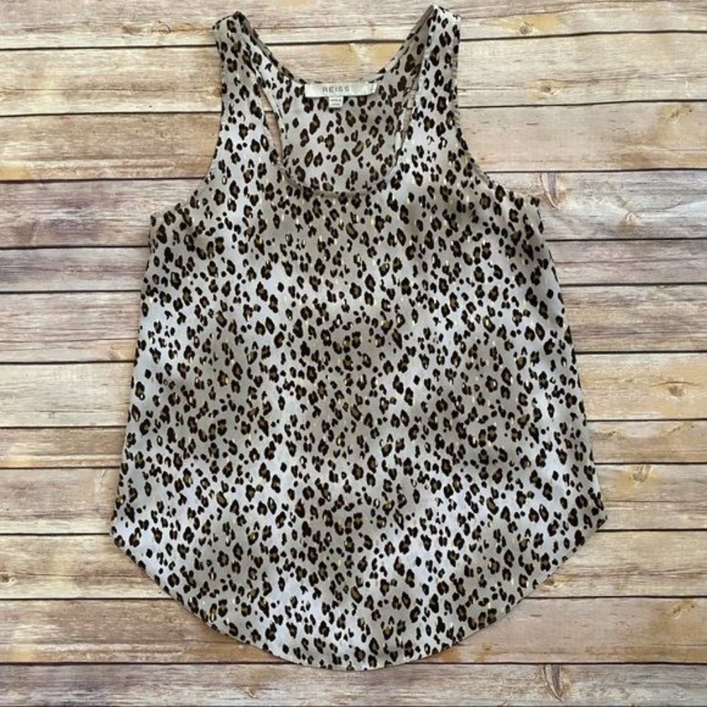 Reiss Animal Print Sleeveless Tank Blouse